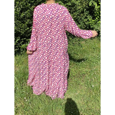 Robe Longue Évasée Á Motifs Rose Zohra  - 5