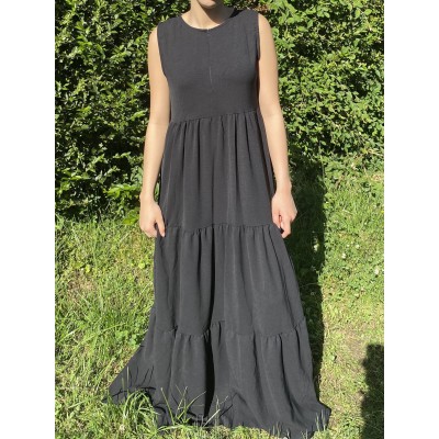 Robe Longue Sans Manches Noir SAFA  - 1