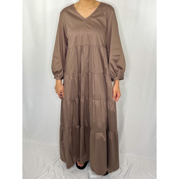 Robe Longue Uni Marron Taupe