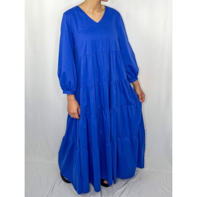 Robe Longue Uni Bleue  - 1