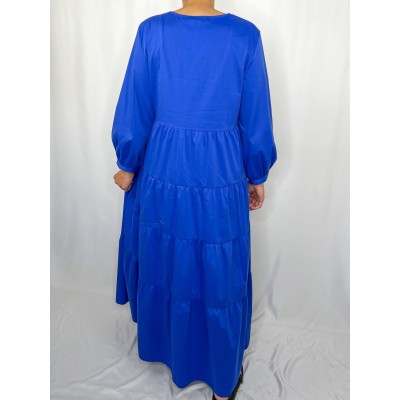 Robe Longue Uni Bleue  - 3