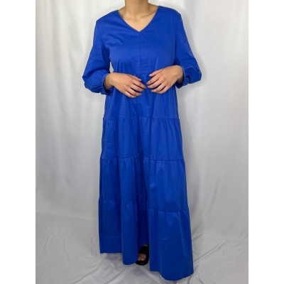 Robe Longue Uni Bleue  - 4