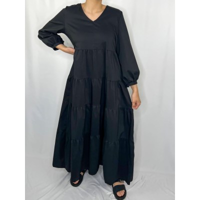 Robe Longue Uni Noir  - 2