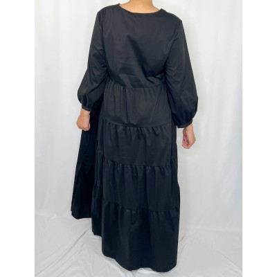 Robe Longue Uni Noir  - 3