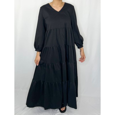 Robe Longue Uni Noir  - 4