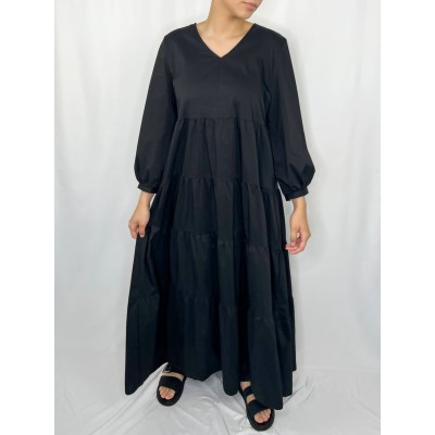 Robe Longue Uni Noir  - 1