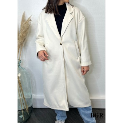 Manteau Long Blanc Laura  - 1