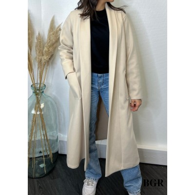 Manteau Long Classique Beige  - 1