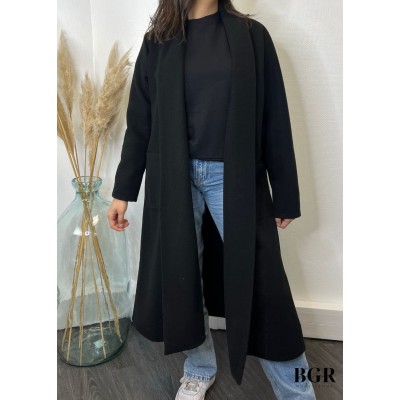 Manteau Long Classique Noir  - 2