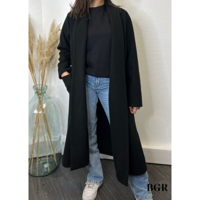 Manteau Long Classique Noir  - 3