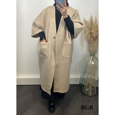 Manteau En Laine Coupe Ample Beige