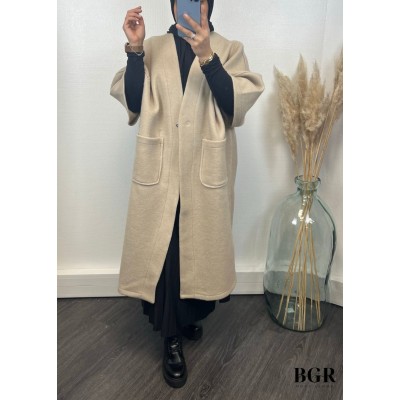 Manteau En Laine Coupe Ample Beige