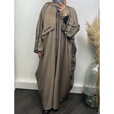 Abaya Papillon Femme Taupe - Élégance et Confort | BGRBoutique"