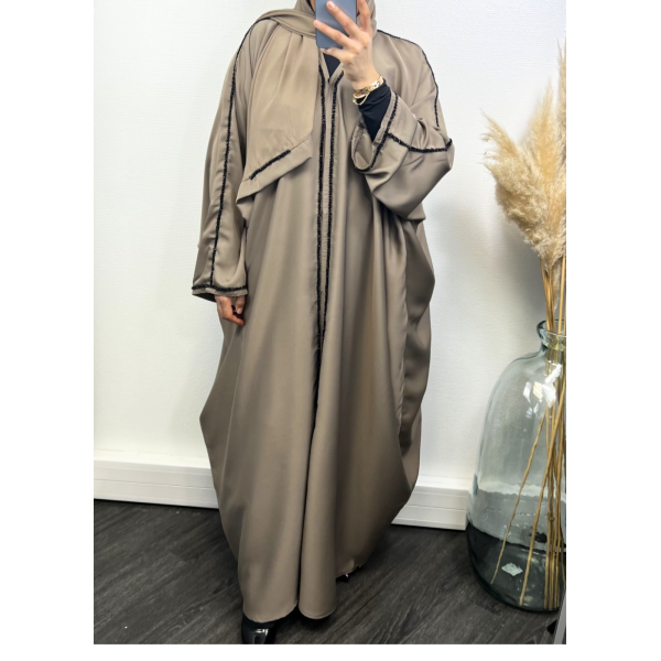 Abaya Dubaï Papillon Amel Taupe