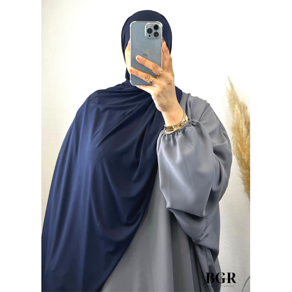 HIJAB JERSEY PREMIUM AVEC BANDEAU INTÉGRÉ BLEU MARINE