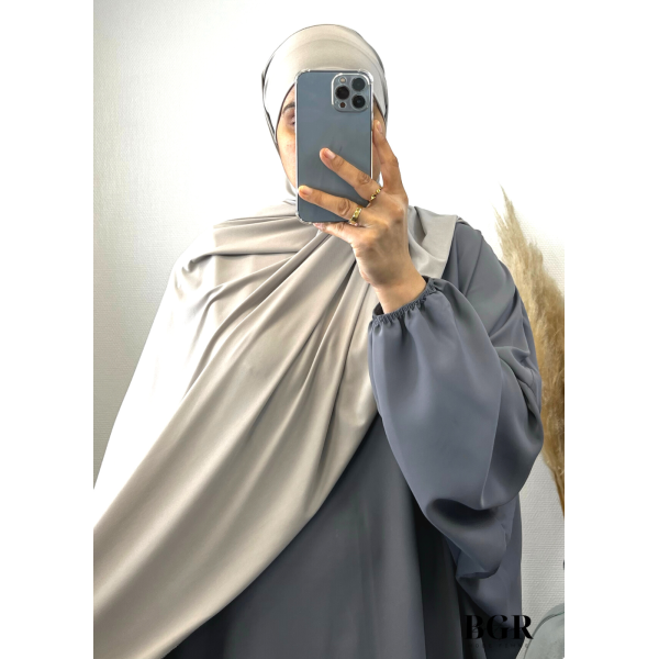 HIJAB JERSEY PREMIUM AVEC BANDEAU INTÉGRÉ GRIS CLAIRE