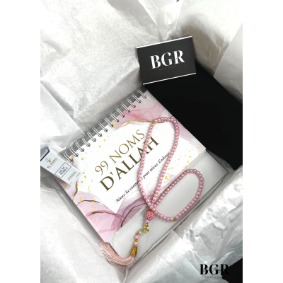 Offrez Notre Box Cadeau Ramadan & Aïd : Livre, Tasbih, Musc et Hijab en Soie de Médine pour femme