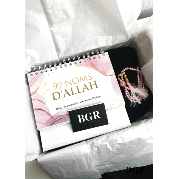 Box Cadeau Femme Aïd Ramadan 99 noms d'ALLAH et Robe de Prière