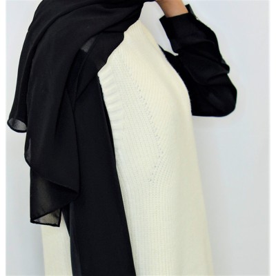 Pull laine sans manches blanc  - 3