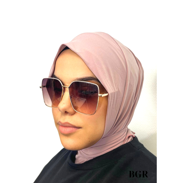 Hijab Cagoule Rose à Boutons Pression Jersey Premium