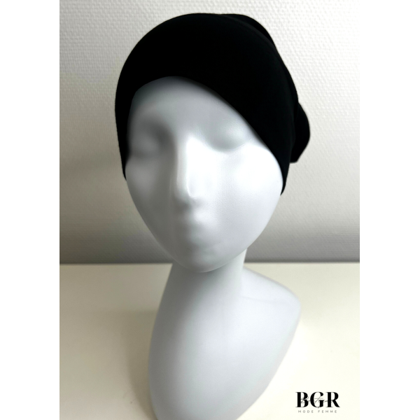 Bonnet Hijab Tube Noir Coton