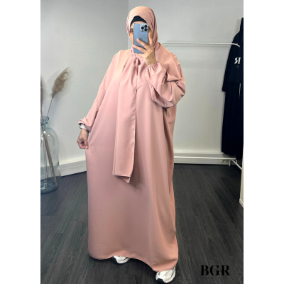 Robe De Prière Vieux rose Avec Hijab Foulard Voile Intégré