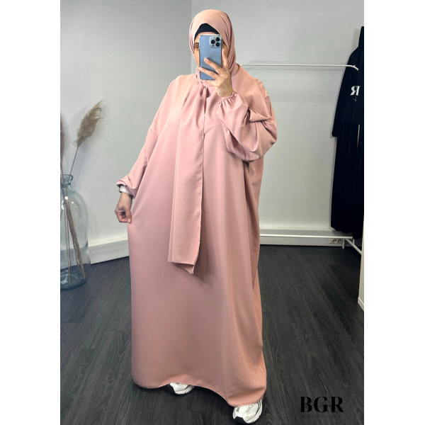 Robe De Prière Vieux Rose Avec Hijab Intégré