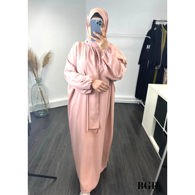 Robe De Prière Vieux rose Avec Hijab Foulard Voile Intégré