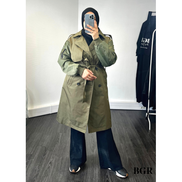 Trench Manche Bombers Kaki Femme