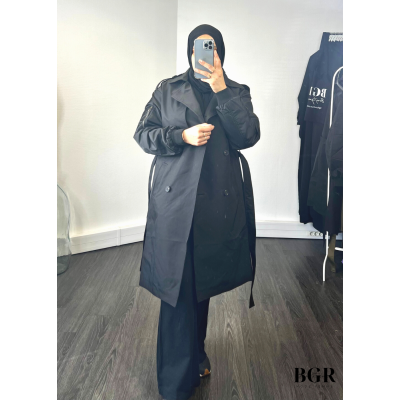 Trench mi-long pour femme avec manches bombers et ceinture intégrée : le must-have pour un look élégant et moderne