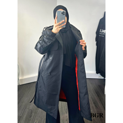 Trench mi-long pour femme avec manches bombers et ceinture intégrée : le must-have pour un look élégant et moderne