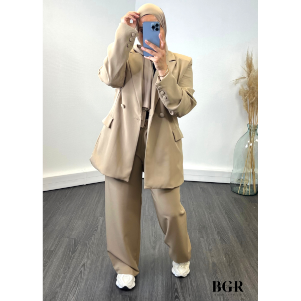 Ensemble Blazer Femme Oversize Camel