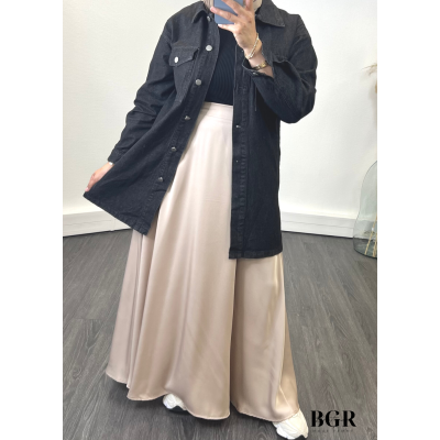 Jupe longue satin avec taille élastique - Parfaite avec un hijab, un look modest fashion et mastour