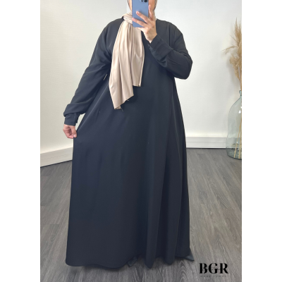 Robe Abaya évasée Soie de Medine avec poches sur les cotés