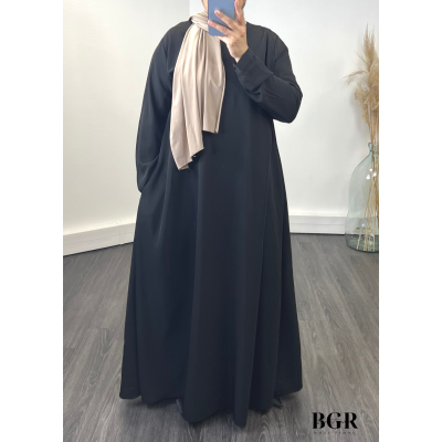 Robe Abaya évasée Soie de Medine avec poches sur les cotés