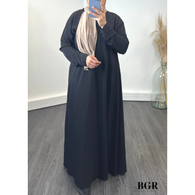 Robe Abaya évasée Soie de Medine avec poches sur les cotés