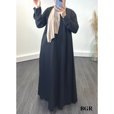 Robe Abaya évasée Soie de Medine avec poches sur les cotés