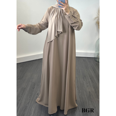 Robe Abaya évasée Soie de Medine avec poches sur les cotés