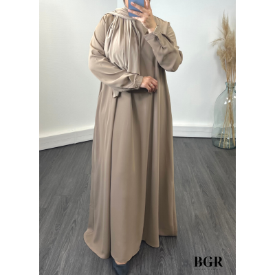 Robe Abaya évasée Soie de Medine avec poches sur les cotés