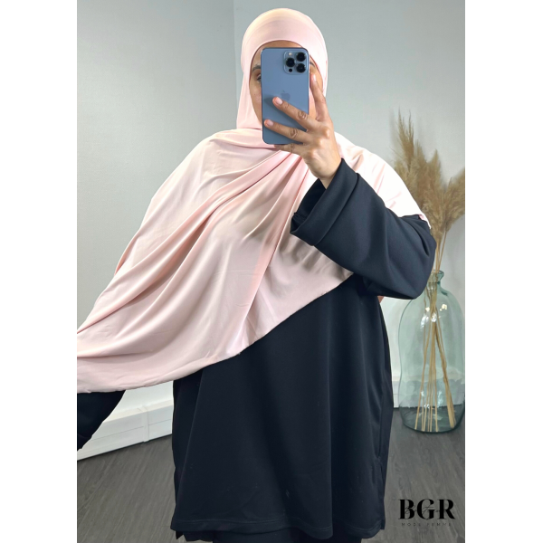 Hijab Jersey Premium Avec Bandeau Intégré Rose Clair