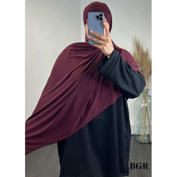 Hijab Jersey Premium Avec Bandeau Intégré Prune