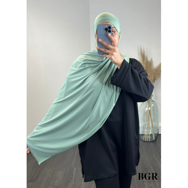 Hijab Jersey Premium Avec Bandeau Intégré Vert Clair