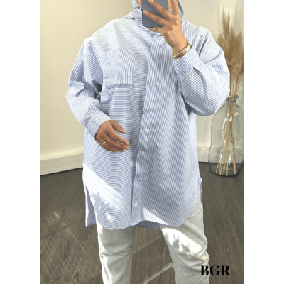 Chemise Oversize Bleu Rayures Femme