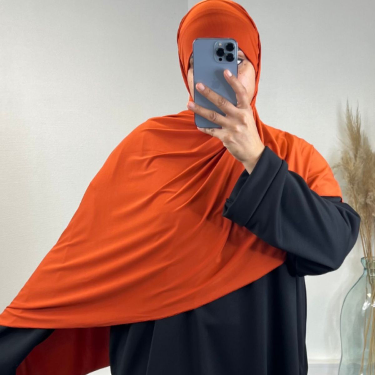 Hijab Jersey Premium Avec Bandeau Intégré Orange Rouille