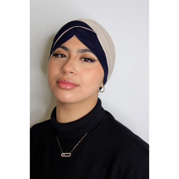 Turban Hijab Voile Foulard Jersey Bi Couleur Réversible.