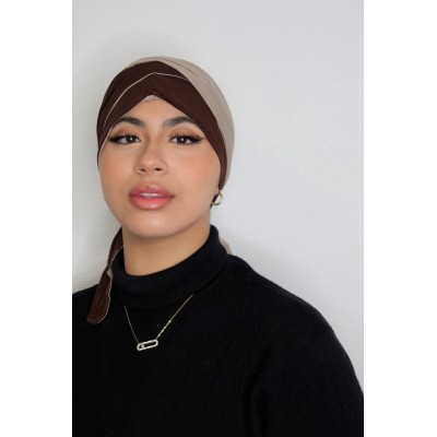 Turban Hijab Voile Foulard Jersey Bi Couleur Réversible  - 3