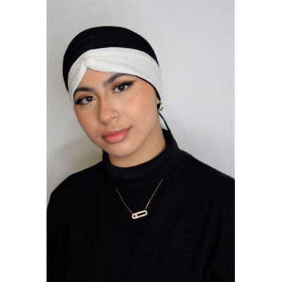 Turban Hijab Voile Foulard Jersey Bi Couleur Réversible  - 5